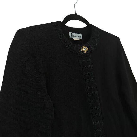 Linda Iki Women S Suit Set Black Knit Blazer Jacket Skirt Shimmer Hawaiian VTG - Picture 5 of 9